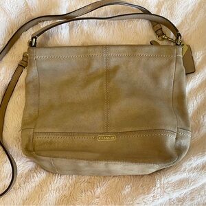 Coach Beige Gold Shimmering Park Suede Purse